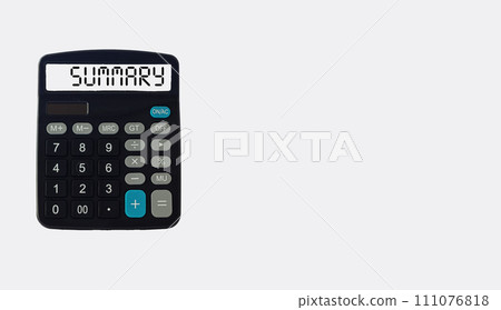 Word SUMMARY on calculator. Business and finance concept. Word SUMMARY on calculator. Business and finance concept. 111076818