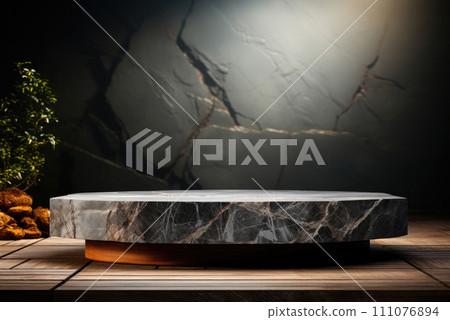 Natural stone podium for the demonstration of eco products Natural stone podium for the demonstration of eco products 111076894