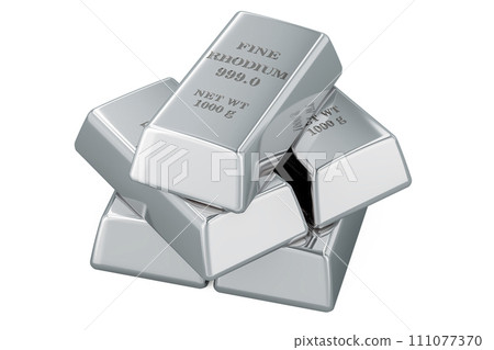 Rhodium Ingots. 3D rendering Rhodium Ingots. 3D rendering 111077370