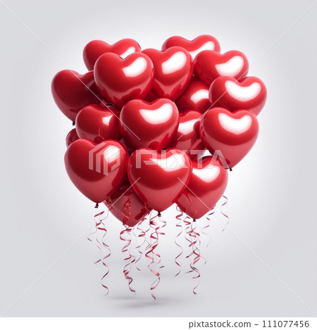 Heart shaped ballons isolated on white background 111077456