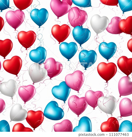 Heart shaped ballons isolated on white background 111077463
