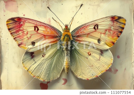 Graceful butterfly with open wings on light background 111077554