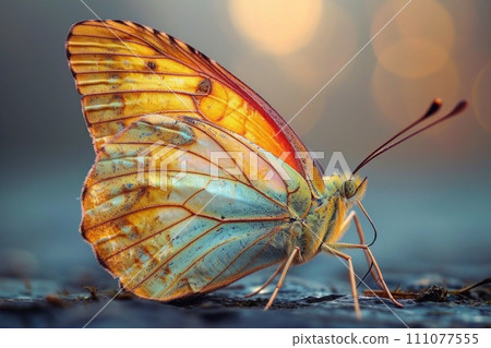 Magnificent Butterfly: Close Up Plan of Folded Wings Magnificent Butterfly: Close Up Plan of Folded Wings 111077555