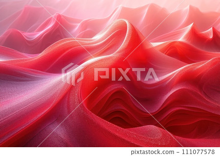 Symbolism of Red Curves: Abstract Background in Rhythm of Waves 111077578