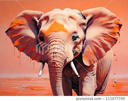 Multicolored elephant bright painting. Multicolored elephant bright painting. 111077740
