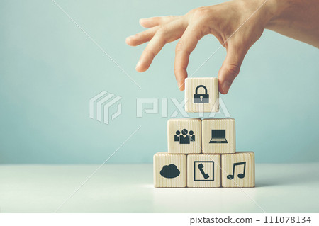 Wooden cubes on the topic of cyber security leadership in business and life Wooden cubes on the topic of cyber security leadership in business and life 111078134