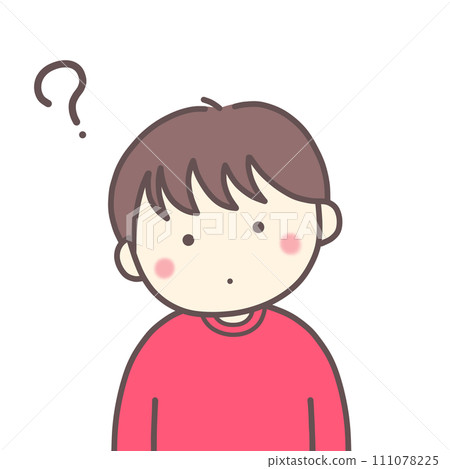 一個男孩面朝前方,歪著頭 一個男孩面朝前方,歪著頭 111078225