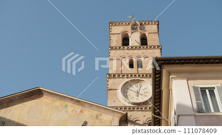 The bell tower of The church of Santa Maria in Rome  111078409