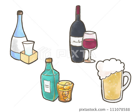 設定用蠟筆繪製的酒精插圖 111078588