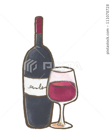 Illustration of wine drawn with crayons 111078728