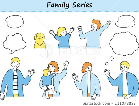 3 generation family illustration set 111078852