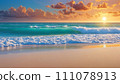 Ocean sunset: majestic shoreline beauty 111078913