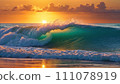 Sunset beach: wave and sky 111078919