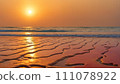 Sunset beach landscape with orange sky 111078922