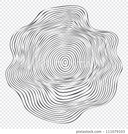 Wooden topography circles. Wood organic slice line design. Line ripple circle wood texture. Tree cut 111079103