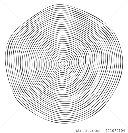 Wooden topography circles. Wood organic slice line design. Line ripple circle wood texture. Tree cut 111079104