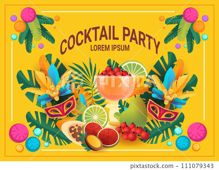 tropical fruits cocktail brazilian festival holiday celebration greeting invitation postcard culture and tradition carnival party tropical fruits cocktail brazilian festival holiday celebration greeting invitation postcard culture and tradition carnival party 111079343