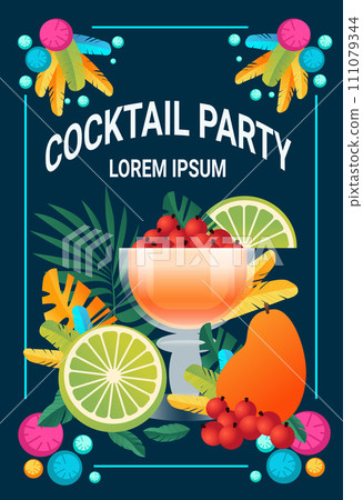 tropical fruits cocktail brazilian festival holiday celebration greeting invitation postcard culture and tradition carnival party tropical fruits cocktail brazilian festival holiday celebration greeting invitation postcard culture and tradition carnival party 111079344