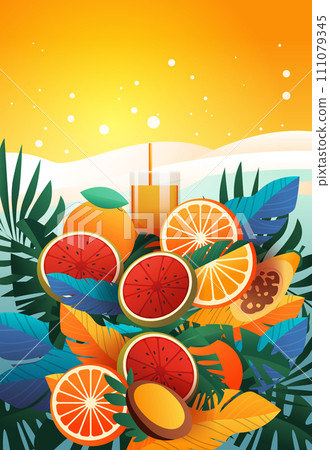 tropical fruits cocktail brazilian festival holiday celebration greeting invitation postcard culture and tradition carnival party tropical fruits cocktail brazilian festival holiday celebration greeting invitation postcard culture and tradition carnival party 111079345