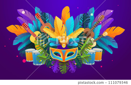 colorful masks brazilian festival holiday celebration greeting invitation postcard culture and tradition carnival party concept colorful masks brazilian festival holiday celebration greeting invitation postcard culture and tradition carnival party concept 111079346