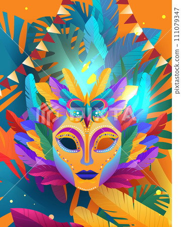 colorful masks brazilian festival holiday celebration greeting invitation postcard culture and tradition carnival party concept colorful masks brazilian festival holiday celebration greeting invitation postcard culture and tradition carnival party concept 111079347