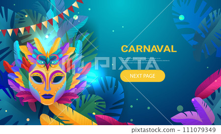 colorful masks Brazilian festival carnival holiday celebration greeting invitation postcard culture and tradition carnival party concept colorful masks Brazilian festival carnival holiday celebration greeting invitation postcard culture and tradition carnival party concept 111079349