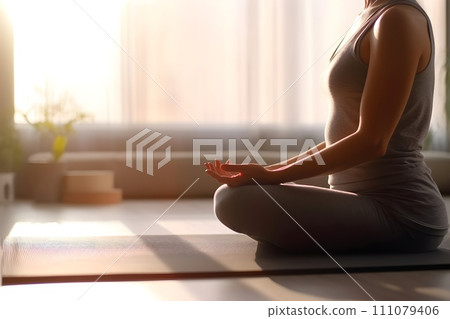 Person meditating 6 AI generated image 111079406