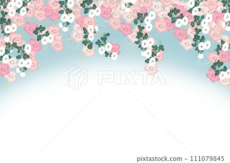插畫素材：藍天櫻花-日式圖案背景 111079845