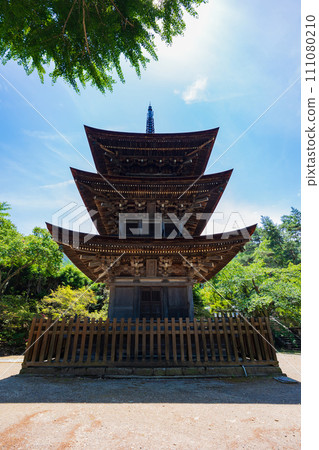 長野縣上田市的初夏，前山寺、三層寶塔的新綠 111080210