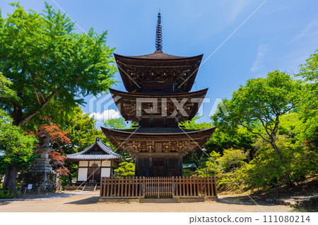 長野縣上田市的初夏,前山寺、三層寶塔的新綠 長野縣上田市的初夏,前山寺、三層寶塔的新綠 111080214