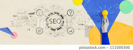 SEO concept with person holding a light bulb 111080300