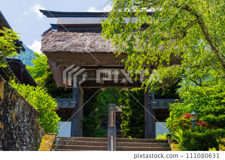 Early summer in Ueda City, Nagano Prefecture, fresh greenery at Maeyamaji Temple, Yakui-mon Gate 111080631