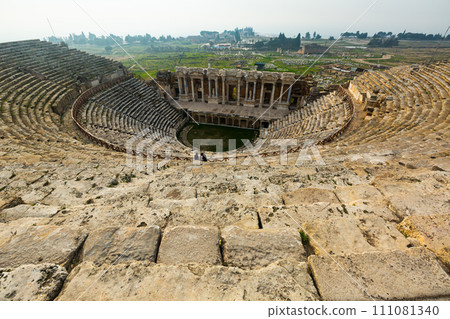 Pamukkale Amphitheater in Hierapolis, Turkey. 111081340