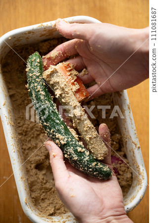 Rice bran pickles, rice bran pickles, fermented foods Rice bran pickles, rice bran pickles, fermented foods 111081687
