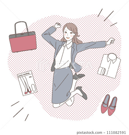 一名女商人有求職項目的插圖。 111082591