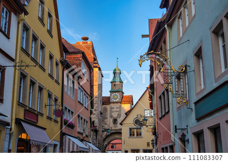 Rothenburg ob der Tauber Germany, city skyline at Roderbrunnen the Town on Romantic Road of Germany 111083307