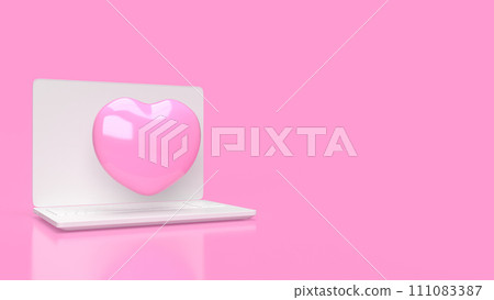 The laptop and pink hearth for Technology or medical concept 3d rendering. The laptop and pink hearth for Technology or medical concept 3d rendering. 111083387