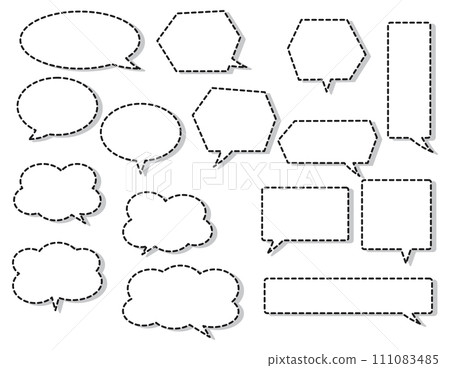 Simple dotted line speech bubble set with shadow 111083485