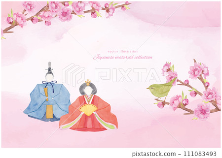 Illustration material of Hinamatsuri painted in watercolor Illustration material of Hinamatsuri painted in watercolor 111083493