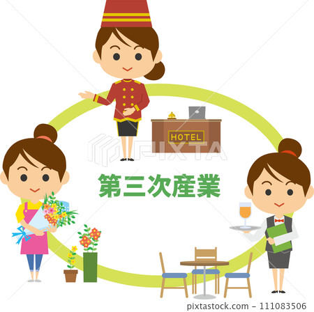 Image illustration of a woman working in the tertiary industry 111083506