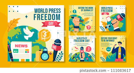 Press Freedom Day Social Media Post Flat Cartoon Hand Drawn Templates Background Illustration Press Freedom Day Social Media Post Flat Cartoon Hand Drawn Templates Background Illustration 111083617
