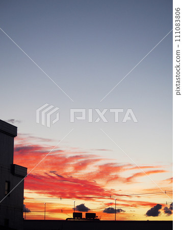 fiery sky at dusk 111083806