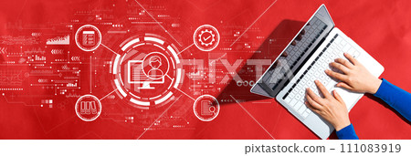 Document management system concept with person using a laptop 111083919