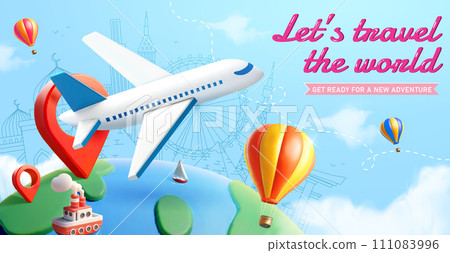 3D travel the world poster 111083996