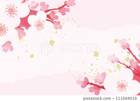 春框櫻花櫻花賞花水彩背景臨摹空間插畫素材AI生成圖像 春框櫻花櫻花賞花水彩背景臨摹空間插畫素材AI生成圖像 111084019