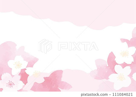 春框櫻花櫻花賞花水彩背景臨摹空間插畫素材AI生成圖像 111084021