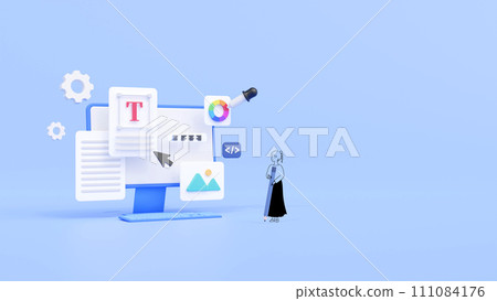 3DCG | A female web designer who creates blogs and homepages 111084176