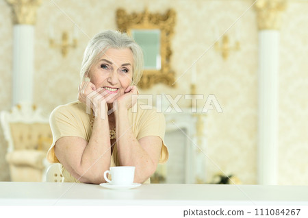 Portrait of beautiful happy woman at home Portrait of beautiful happy woman at home 111084267