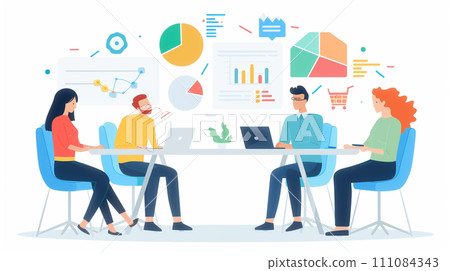 Business strategy meeting: Competitive analysis, market strategy discussion. Business strategy meeting: Competitive analysis, market strategy discussion. 111084343