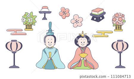 Simple Hinamatsuri illustration material 111084713